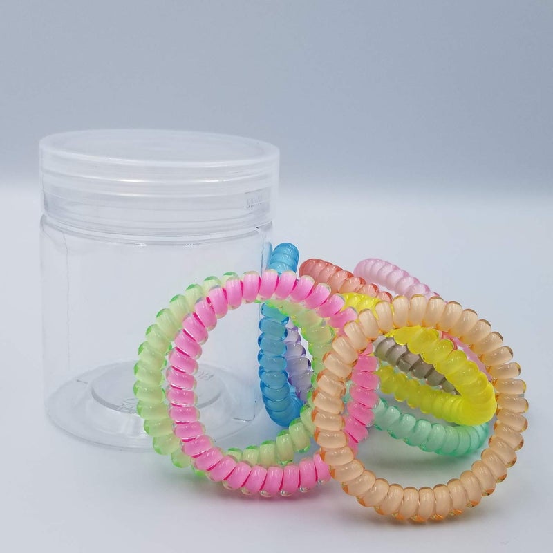Hodooly Candy Color Hair Accessories: 10 Piece Coil Elastics, Multicolor No-Crease Telephone Cord Plastic Hair Ties for Women - Image 3